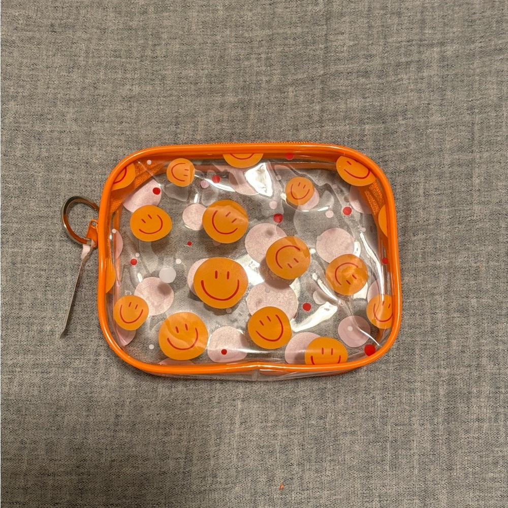 Clear Orange Smiley Face Pouch